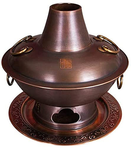 VDLLQYN, Olla Caliente Tradicional China, Olla Caliente Mongol, Olla Caliente de Cobre Puro Olla Caliente de Beijing, Cobre Puro Espesado for Varias Personas,Olla de Cobre(36cm)