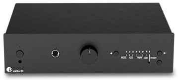 Pro-Ject Uni Box S3, integrerad förstärkare för audiofilstreaming med WiFi, Bluetooth, TV ARC, Phono, Line, Digital, Hörlursutgång (Svart)