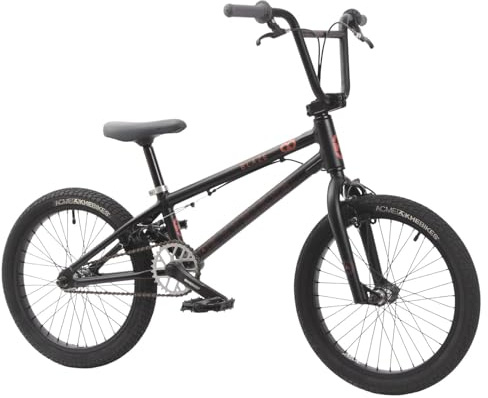 KHE Blaze Vélo BMX 2025 18 – 9,3 kg léger, cadre en aluminium, rotor 360 °, freins en U av/h, pédalier industriel – BMX freestyle pour enfants à partir de 125 cm – Park, Street, Pumptrack - Noir