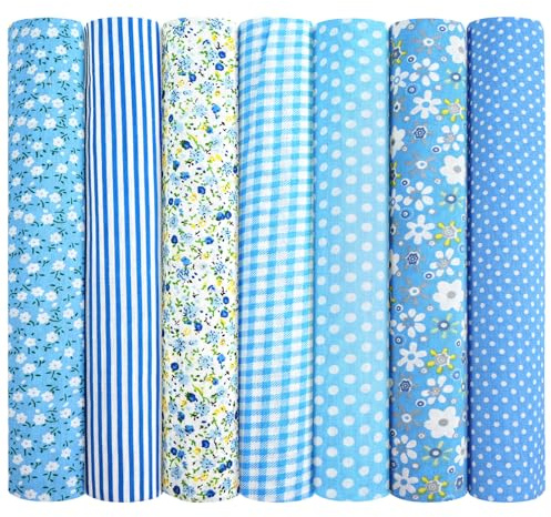 AOOSA 7 pezzi Quadratini di Stoffa 50cm x 50cm, 100% Patchwork Cotone Tessuto, Tessuti Motivi Stampati Stoffe, Quadrati Pretagliati Floreali per Cucito Creativo, Artigianali, Decorazioni Fai da Te