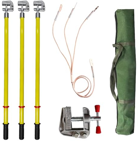 Asta di messa a terra ad alta tensione Asta di Messa A Terra Elettrica Lunga 0,5 M, 1 M, 1,5 M, per La Manutenzione Della Linea Elettrica, Kit di Messa A Terra(Pole 0.5m/1.6ft,Tailline 10m/32.8ft)