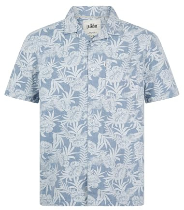 Tokyo Laundry Chemise hawaïenne en coton à manches courtes et col cubain ouvert pour homme