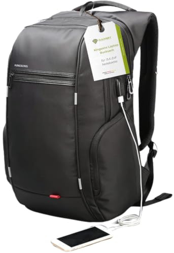 GADGET HERO Mochila para Portátil Hombre Negra - 15.6 Pulgadas Resistente al Agua - Mochila de Negocios con Puerto USB - Ergonómica