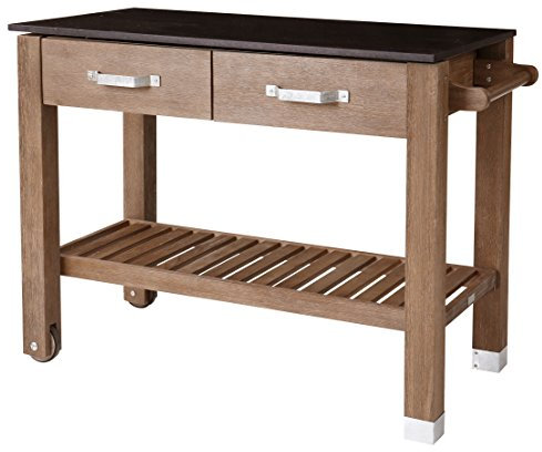 Dehner Premium Holzpflanztisch Windsor, ca. 110 x 55 x 84 cm, aus FSC® - zertifiziertem Akazienholz, braun / schwarz