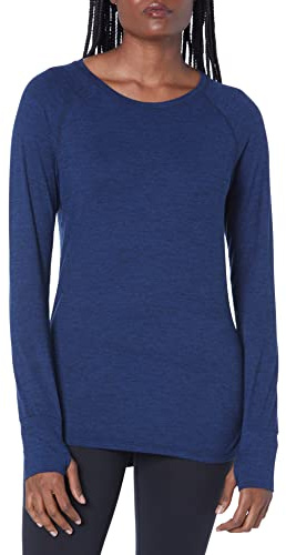 Amazon Essentials Donna Maglia Girocollo a Maniche Lunghe Elasticizzata Tecnica Spazzolata (Taglie Forti Disponibili)