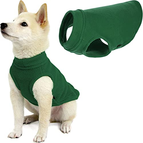Gooby - Stretch fleece vest sweater fleece vest jacket sweater for dogs forest green, size S (21.6 cm)