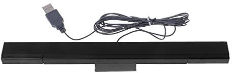 Baodanjiayou Wii-Sensorleiste, Ersatz kabelgebundene Infrarot-Sensorleiste, kompatibel mit Wii-Konsole, inklusive transparentem Ständer (schwarz)