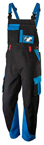 NEO TOOLS Herren HD+ Arbeits-Latzhose, 100% Baumwolle 275 g/m2, Gr. S-XXL, elastischer Hosenbund mit Gummizug am Rücken, regulierbare X-Hosenträger, Gr. L/52