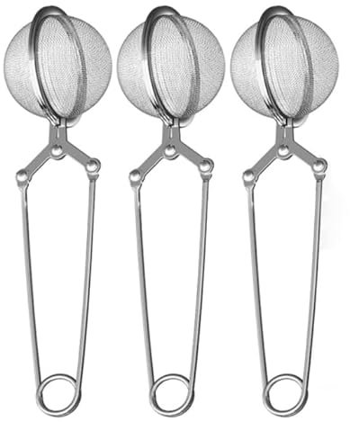 Bayli Lot de 3 pinces à thé en acier inoxydable pour thé en vrac - 3 œufs en forme de boule - Pince à tamis pour tasse - Filtre à thé - Pince à épices - Passoire à thé - Passoire à tasse pour les