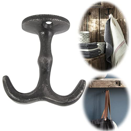 LS-LebenStil Vintage Doppel Regalhaken Schwarz Schrankhaken Kleiderhaken Deckenhaken