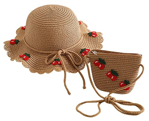 Volicph - Chapeau de Paille d'Été et de Plage pour Fille et Bébé - Protection Solaire, Souple, Pour Voyage