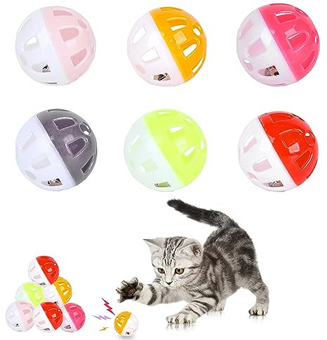 Cat Toy Balls,Plastic Ball Cat Toys,Cat Bell Ball,Lattice Balls with Bell Jingle Kitten Toy,Cat Kitten Play Balls for Indoor Kitten Pet Chase Pounce Rattle Play Toys,Random Color (12 Stück)