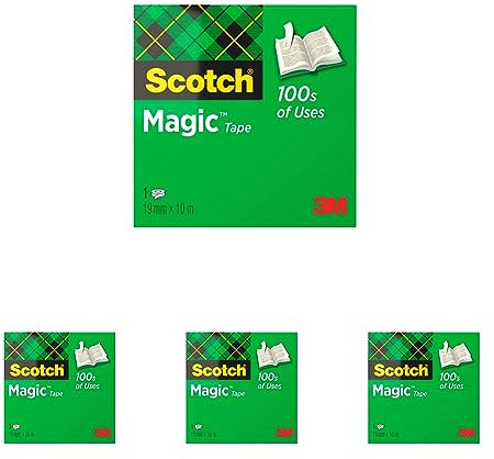 Scotch M8101910 Magic 810 Klebeband (Celluloseacetat, 19 mm x 10 m), matt/unsichtbar, Packung (Packung mit 4)
