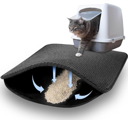 Katzenklo Matte 46×60cm - Wasserdichte Doppelte Waben Design Katzenstreu Matte, Vorleger für Katzentoilette, Cat Litter Mat