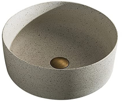 CUISGOR Lavabo de baño Empotrado Fregadero de baño de 15,7 Pulgadas, Lavabo de tocador de Porcelana con encimera Redonda, Lavabo de Arte for el balcón del baño del hogar Lavabos de baño(A)