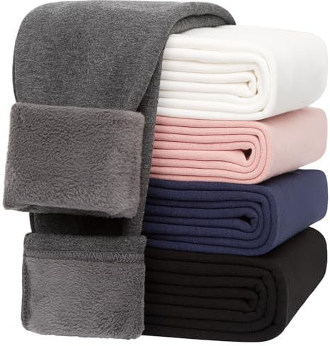 Moitiy Termoleggings för flickor, fodrade termoleggings för flickor, termiska underkläder, barn, vinter, varma termobyxor med fleece, bomull, tjocka byxor, långa sportleggings, Mörkgrå, 128-134