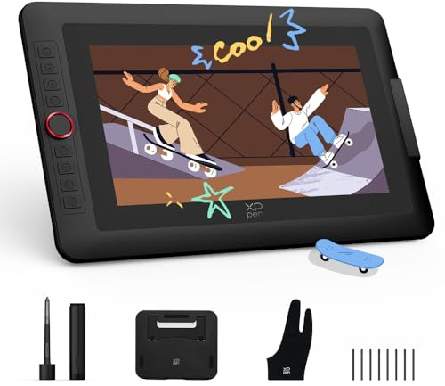 XPPen 13,3 Zoll Zeichentablett mit Screen-Artist13.3 Pro V2 16384 Druckstift, 8 Tastenkombinationen und rotem Zifferblatt für digitale Kunst, Grafikdesigner, Animation, Mac, PC, Android-kompatibel