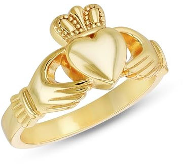 Tuscany Silver Women's Sterling Silver Gold Plated Medium Claddagh Ring #K