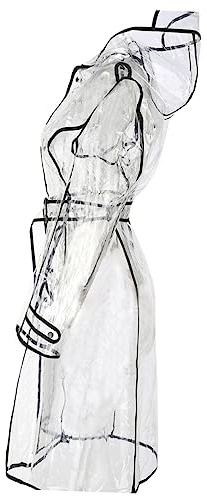 Imperméable Transparent en EVA pour Femme à Capuche avec Ceinture XL | Longueur Moyenne, Coupe Simple et Élégante, Protection Pluie et Vent, Format Pliable Facile à Transporter
