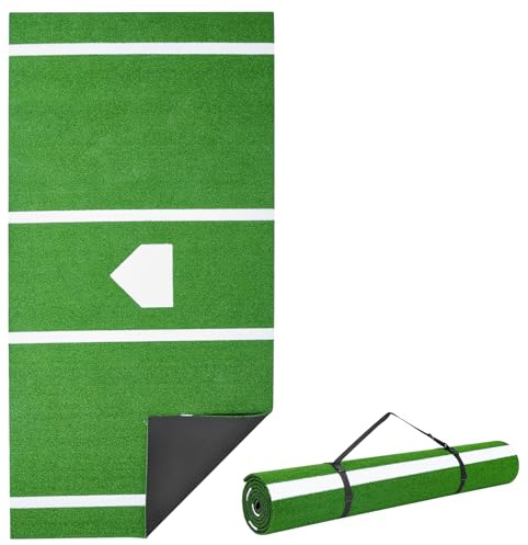 VEVOR Baseball Hitting Mat, 366x183cm Batting Cage Mat, Batters Box Turf Mats, Softball Batting Practice Equipment with Home Plate and Anti Fade Turf, Portable Training Aid for Indoor Outdoor, Green