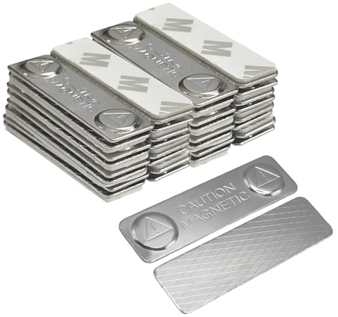 16 pares de placas magnéticas para nombre, imanes fuertes para colgar imágenes, cierre magnético de cortina, paquete de 13 x 45 mm (1 par con 1 adhesivo)