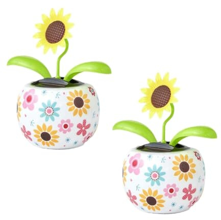 Ehwisbe Girasol, Flor Danzante Solar, Juguetes Solares, Juguete de Bailarina Oscilante con Energía Solar, Escritorio de Oficina, Decoración del Coche para Coche
