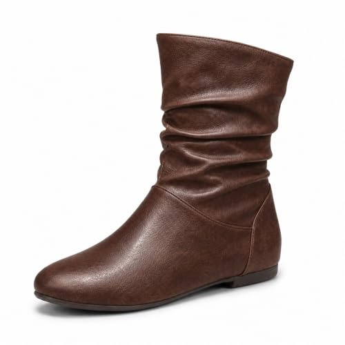 GemChve Bottines Slouch Femme à Bout Rond – Confortables Bottines Cheville Plates, Courtes Souples 36-43 EU