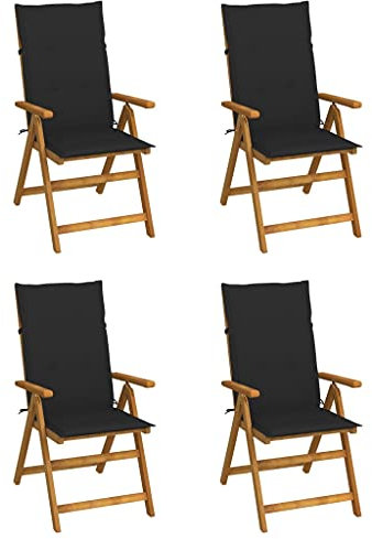 vidaXL Fällbara fåtöljer 4 st med dynor i massivt akaciaträ