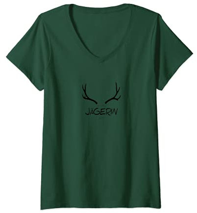 Damen Jungjägerin 2021 Jagd T-Shirt mit V-Ausschnitt