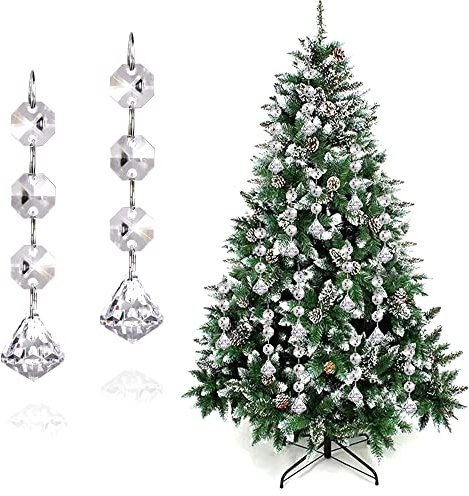 15PCS Christmas Tree Hanging Ornaments, Glass Crystal Prism Parts Chandelier Lamp Teardrop Hanging Decorations Perfect for Christmas Tree Decorations (Diamond-15pcs)