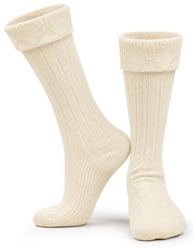 Highland Scottish Wool Blend Kilt Hose for Men Ribbed Socks for UK Shoe Sizes