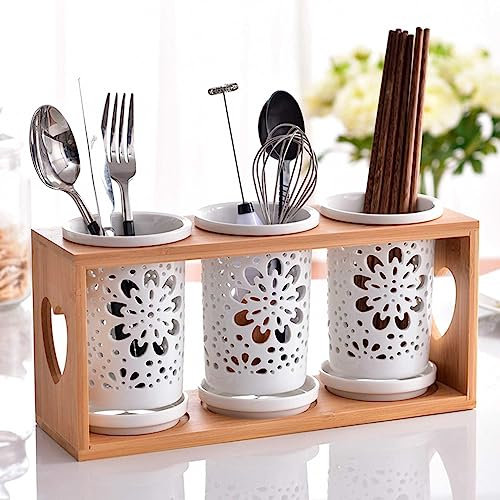 Utensilienhalter für die Spüle,Keramiken Küchenutensilienhalter Essstäbchenkäfig Küchenablage Schwammhalter Küche Drainer Rack Geschirrkorb zum Aufhängen für Schwamm,Bürste,Topfkratzer,Essstäbchen