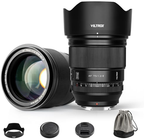 VILTROX 75mm F1.2 Pro APS-C Prime Obiettivo Messa a fuoco automatica per Sony E Mount Lenses Lenti fotocamere standard FE di grande apertura compatibile con Sony a7 a7C a7II a7RIII a7RIV a7RV a9