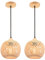 LIGKIN 2 Stück Pendelleuchte Bambus Weben Kronleuchter Rattan Boho Style Bambus Lampenschirm Vintage Deckenlampe Dekoration Deckenleuchte für Restaurant, Wohnzimmer, Küche, Café