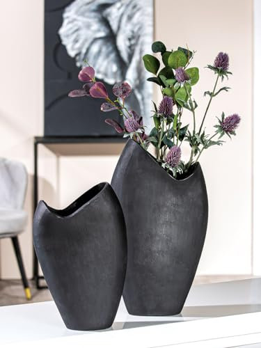 Casablanca Moderne Dekovase Aluminium - Vase modern Deko Wohnzimmer - Geschenk Geburtstagsgeschenk - Farbe: Anthrazith Höhe 33 cm
