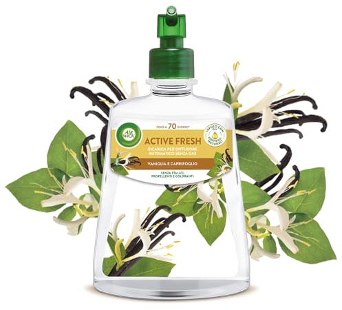 Airwick Active Fresh Deodorante per Ambienti, Ricarica per Diffusore Spray Automatico senza Gas alla fragranza Vaniglia e Caprifoglio, 228 ml (Confezione da 1)