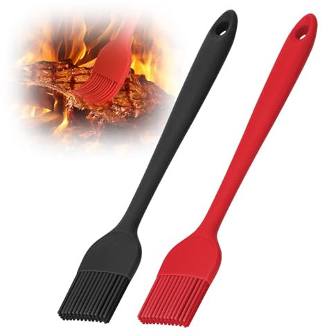 Euqvunn 2Pcs Pastry Brushes, BPA-Free Basting Brush, Nonstick Silicone Brushes, Heat Resistant Cooking Applicator for Baking, Barbecue & Grilling, Healthy One-Piece Design Oil Brush for Cooking