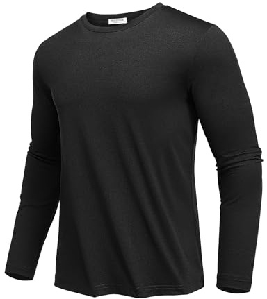 PINSPARK Mens T-Shirts Gym T Shirts for Men Moisture Wicking Sport Shirt UPF 50+ Long Sleeve Workout Top Athletic Running Tops Black XL