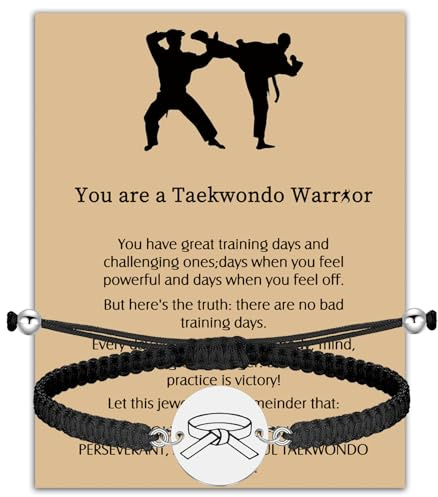 Taekwondo Bracelet Taekwondo Encouragement Thank You Jewelry Jiu Jitsu Training Present Martial Arts Gift (You are a Taekwondo belt BR)