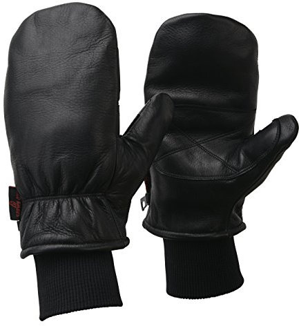 Alpine Owl Aspen Waterproof Leather Ski Mittens Warm Winter Gloves Chopper Mitts (Black, Medium)