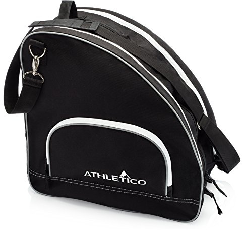 Athletico Ice & Inline Skate Bag - Premium Bag to Carry Ice Skates, Roller Skates, Inline Skates for Both Kids and Adults (Black with White Trim), Black With White Trim, L, Detachable,Durable