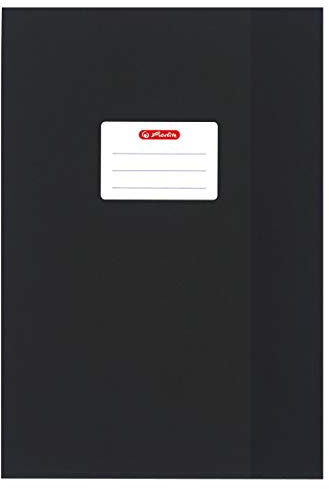 Herlitz Heftumschläge/Hefthüllen Din A4 / Baststruktur (Schwarz, 5er Pack | A4)