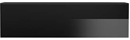 Stauraumelement Ruby II Schwarz Hochglanz 130x35x38cm Wohnzimmerschrank Beistellschrank Vitrinenschrank Wohnzimmervitrine Wohnzimmer Stauraum