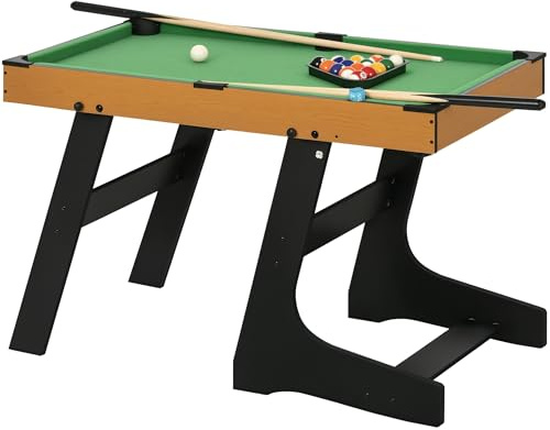 Soozier 38 Foldable Billiards Tabletop Game, Pool Table Set, Fun for the Whole Family with Easy Folding for Storage, Balls, Cues, Chalk, Brush for Game Room, Man Cave