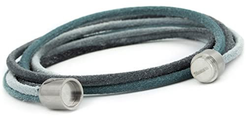 Simaru Echtleder-/Wickelarmband für Damen & Herren mit Magnetverschluss ((S - 37cm), Grau balboa)