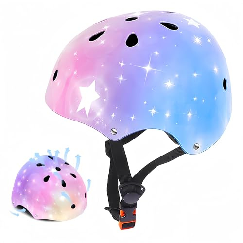 NIKISHAP Kids Bike Helmet, Toddler Helmets for Ages 2-3-5-8-14 Years Boys Girls，Adjustable Multi-Sport Bicycle Skateboarding Football Roller Skating Scooter Rollerblade Balance Bike Helmet
