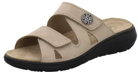 AFS-Schuhe 2808 - Pantuflas cómodas para mujer de cuero, zapatillas de trabajo prácticas con plantilla intercambiable, cómodas zapatillas de estar por casa, 38 EU