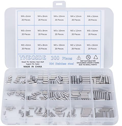 300 Pieces Dowel Pins M2 M3 M4 304 Stainless Steel Shelf Support Pegs Pin Rod Fasten Elements Assortment Kit