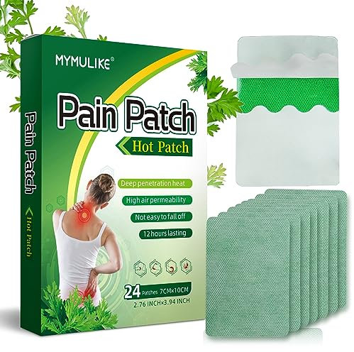 24Pcs Pain Relief Patches MYMULIKE Heat Patches for Pain Relief Fast-Acting Patches Long Lasting Relief of Pains for Back, Neck, Shoulder Knee Pain Relief Patch