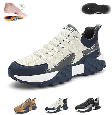 Baskets orthopédiques confortables 2024 pour homme, chaussures de loisirs à coussin d'air, respirantes, antidérapantes, semelle épaisse, chaussures de course, Blanc, 42 EU